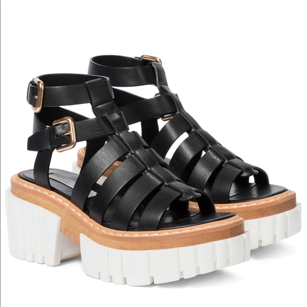 New Stella McCartney Emilie Black White Platform Sandal 37 - US Size 7